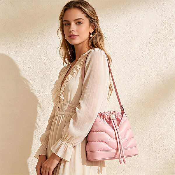 DDHBA New Nimbus Wave Quilted Puffy Bucket Tote Bag