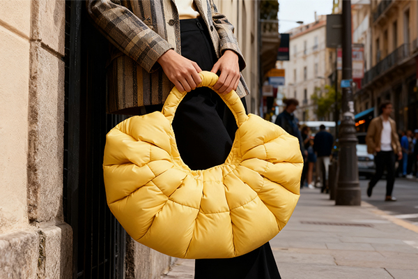 Yellow Puffy Tote Bag Lights Up New York Fashion Week