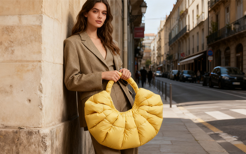 Yellow Puffy Tote Bag Lights Up New York Fashion Week