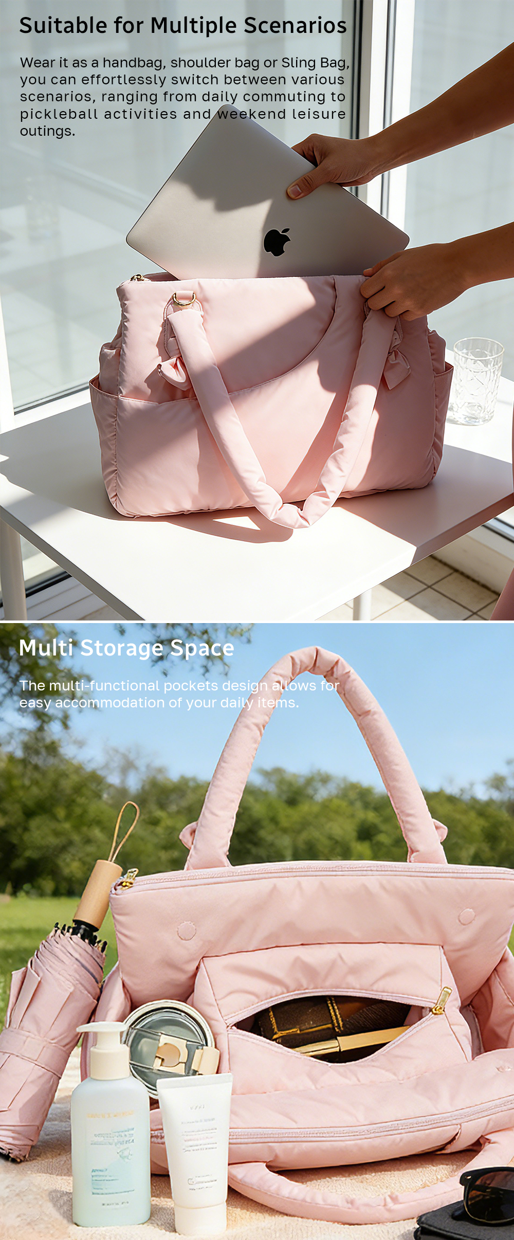 DDHBA Pickleball Puffy Tote Bag PKB-0001 Features