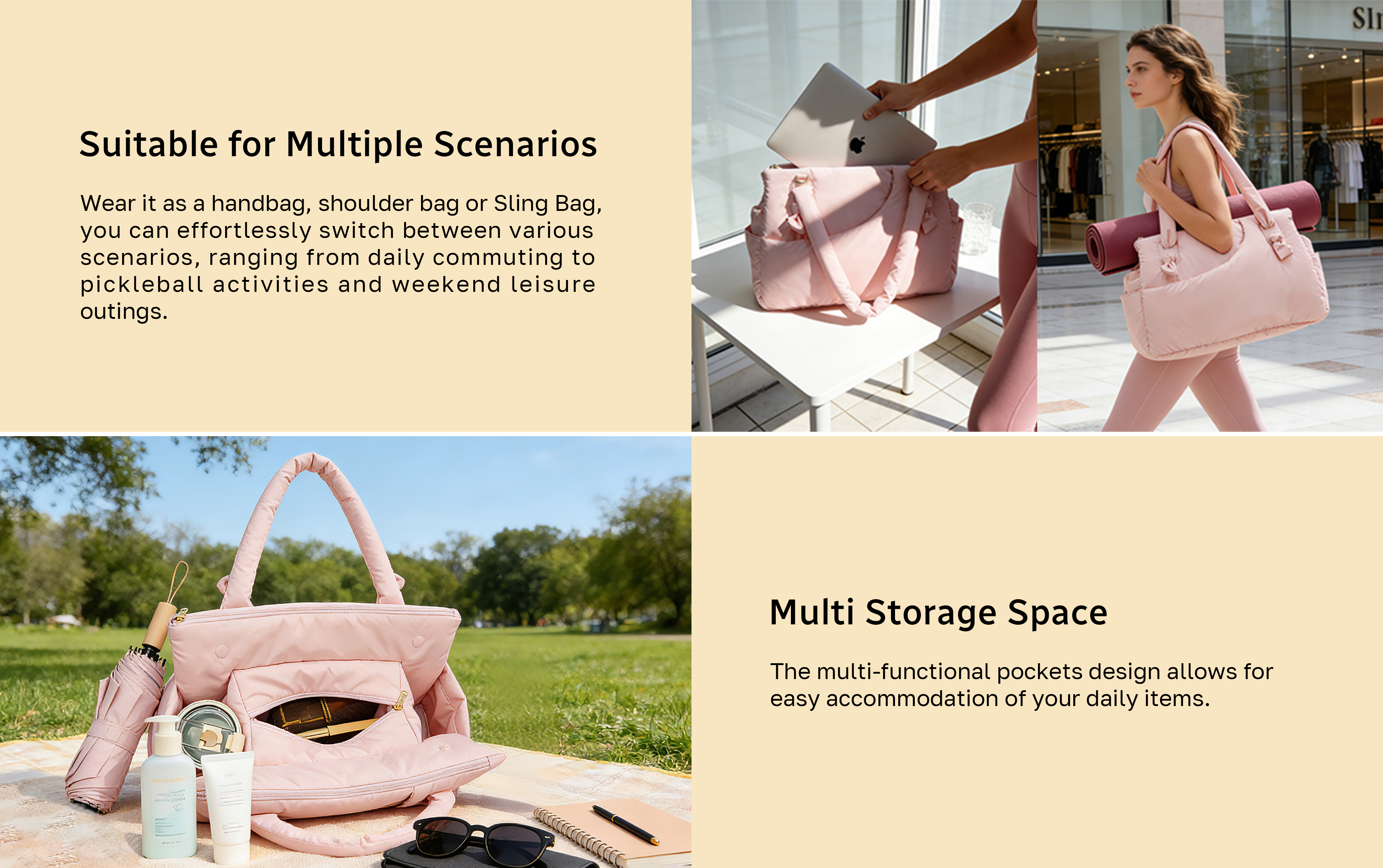 DDHBA Pickleball Puffy Tote Bag PKB-0001 Features