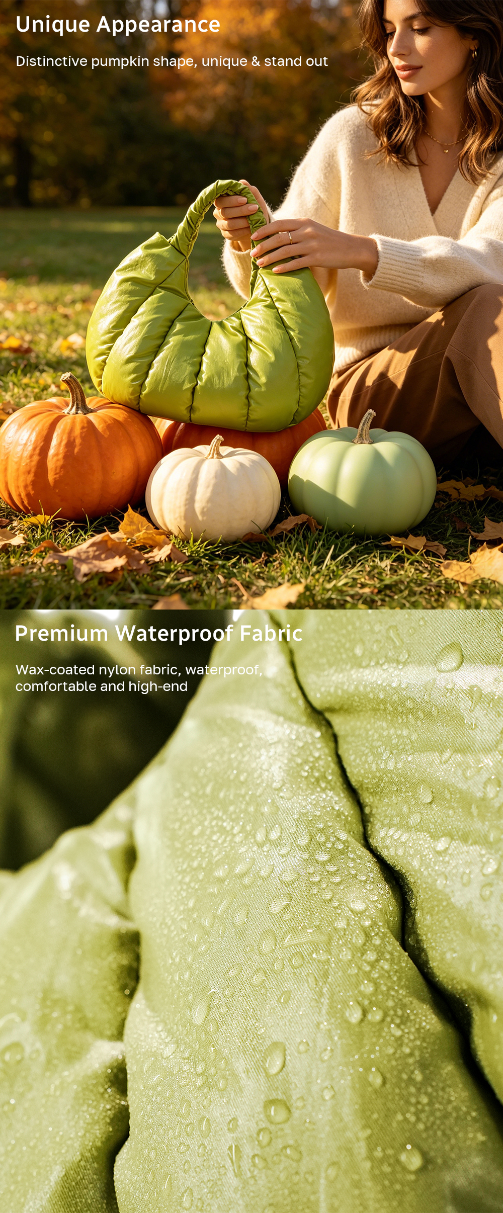 Pumpkin Puffy Tote Bag PTB-0007 Features