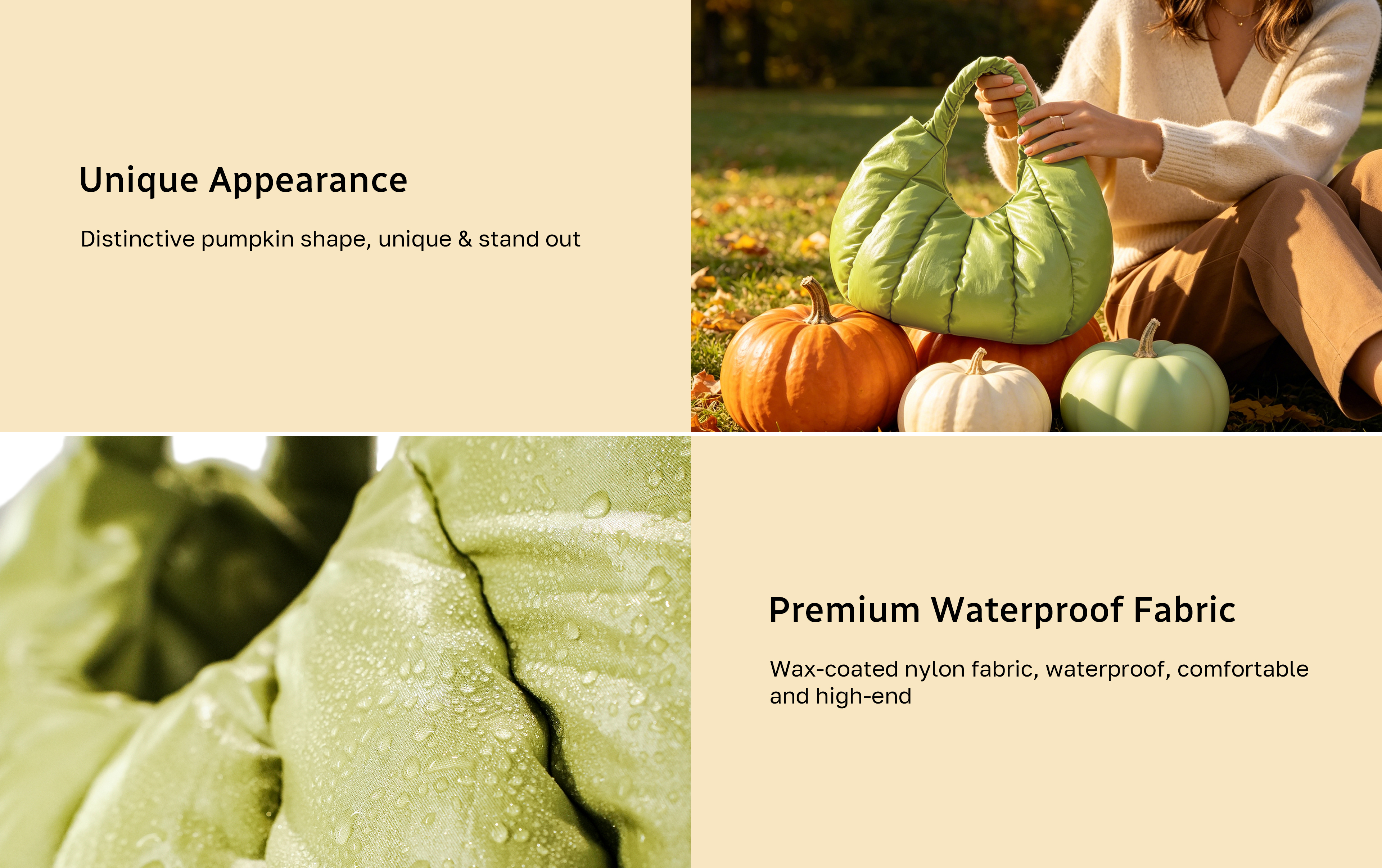 Pumpkin Puffy Tote Bag PTB-0007 Features