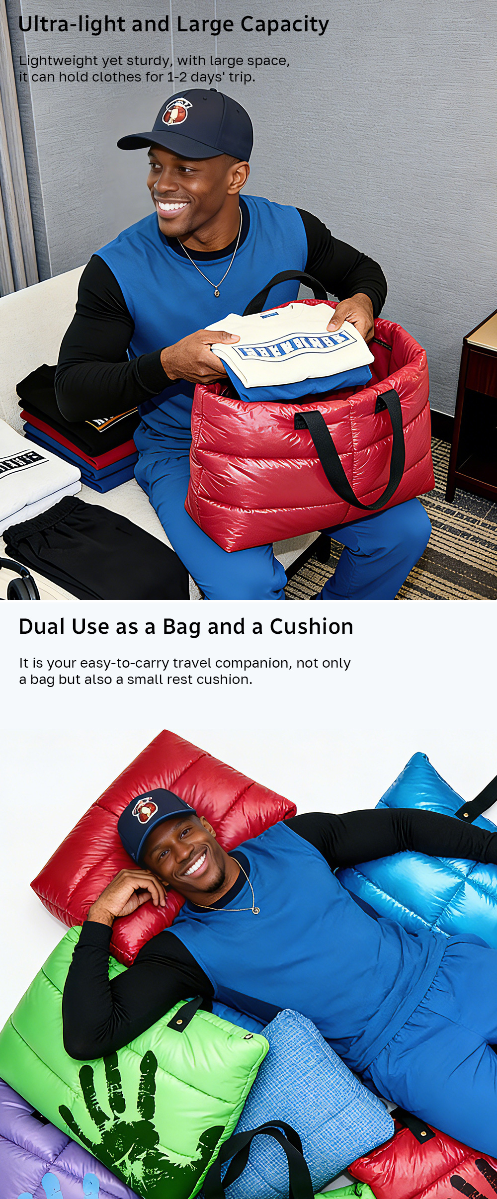 Oversize Puffy Travel Tote Bag PTB-0087 Features