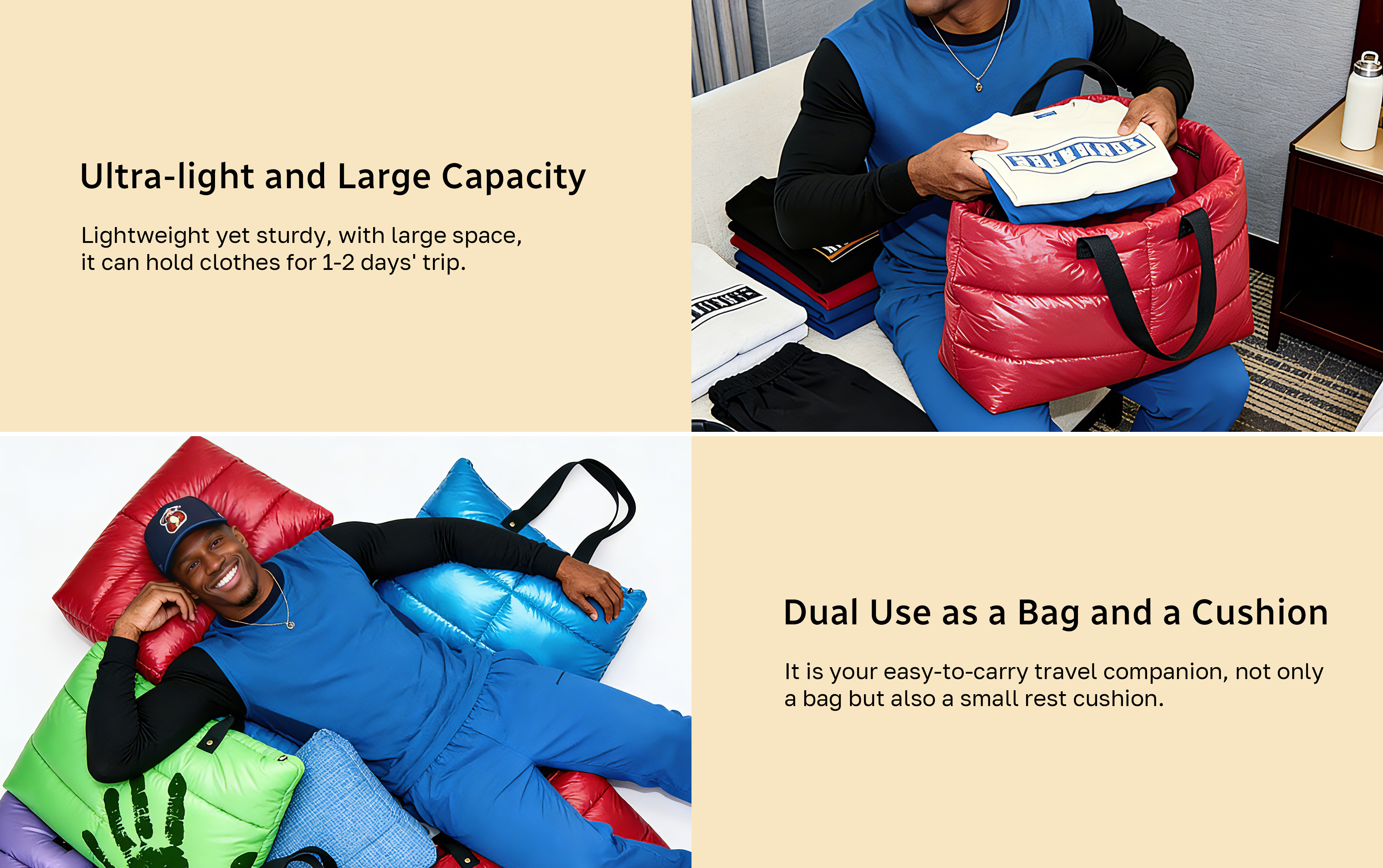 Oversize Puffy Travel Tote Bag PTB-0087 Features