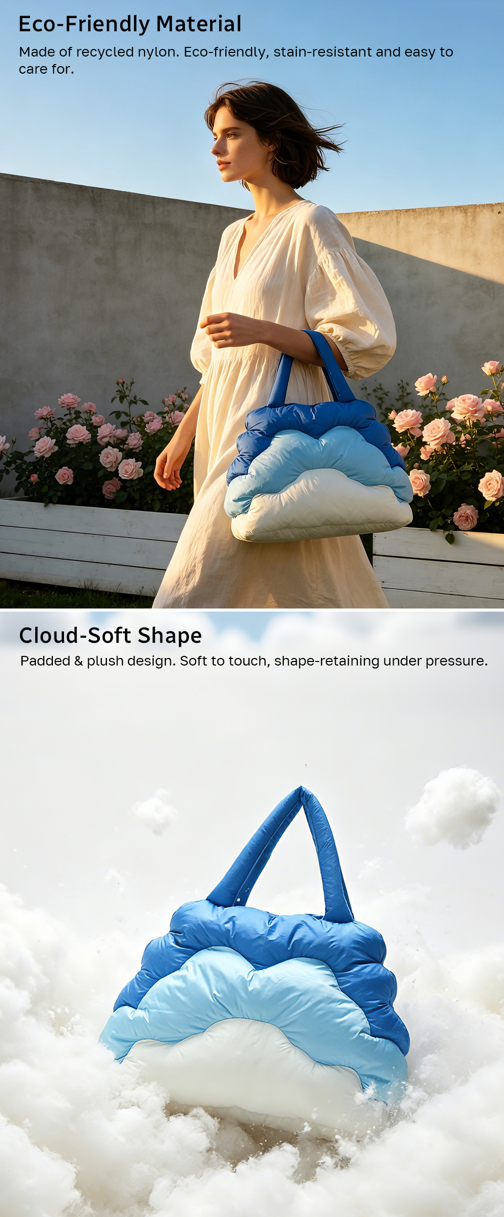 Recycled Nylon Cloud Tote Bag PTB-0144 Features