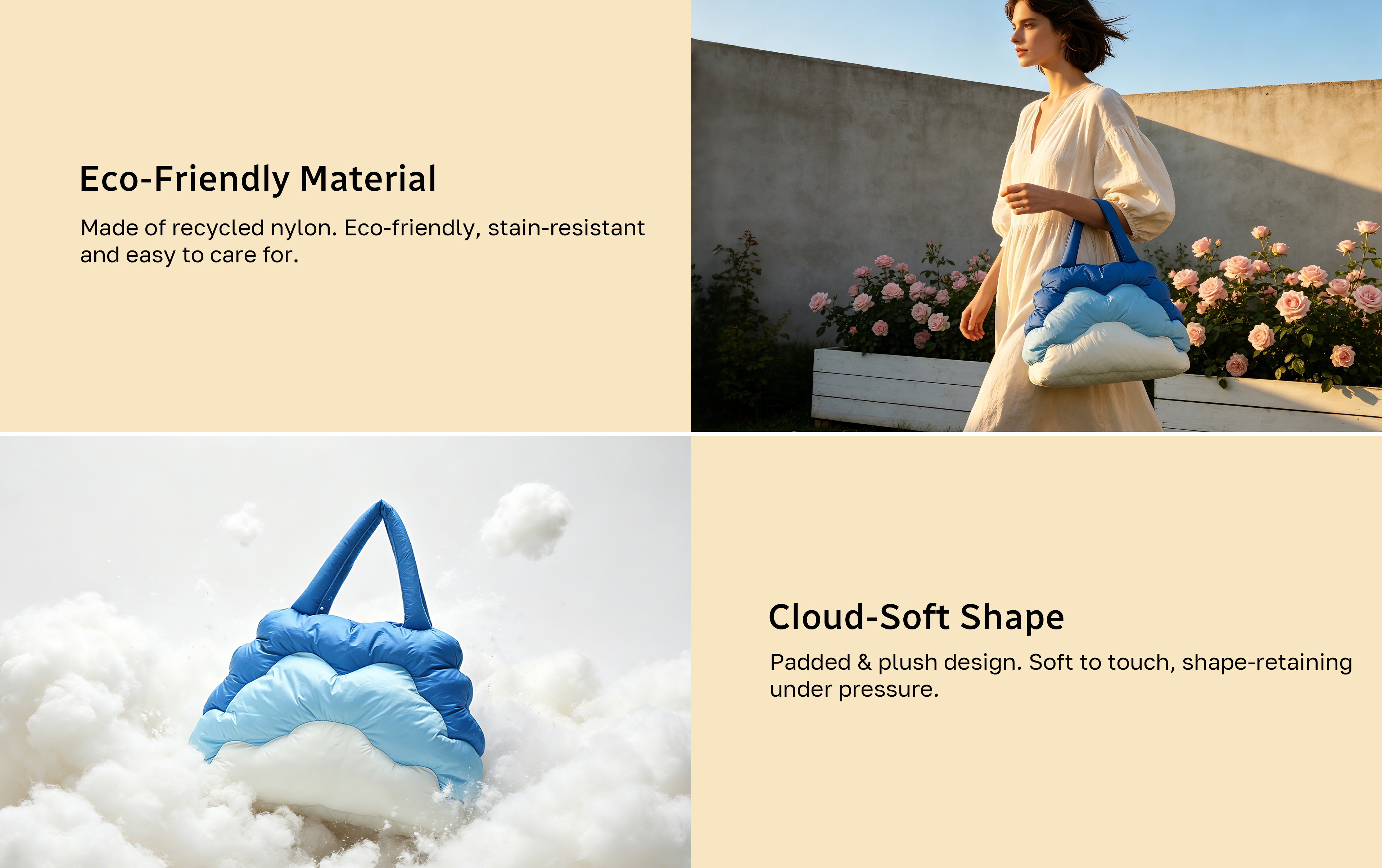 Recycled Nylon Cloud Tote Bag PTB-0144 Features